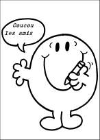 coloriage monsieur heureux et son crayon